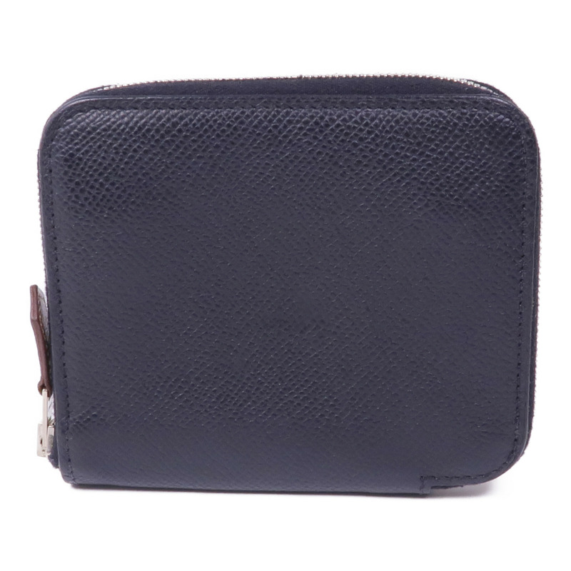 HERMES Epsom皮革Silk'In Compact Wallet銀扣錢包Noir-0