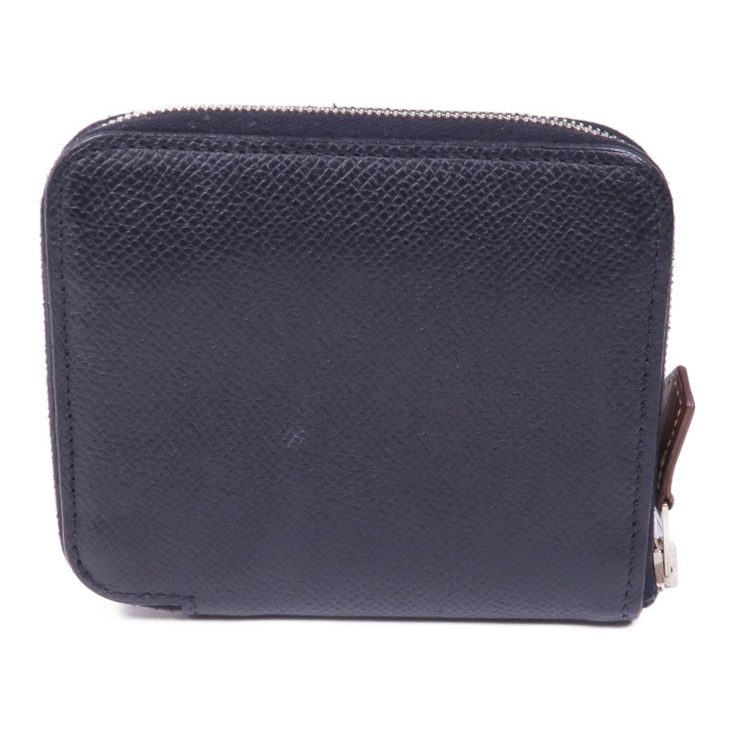 HERMES Epsom皮革Silk'In Compact Wallet銀扣錢包Noir-1