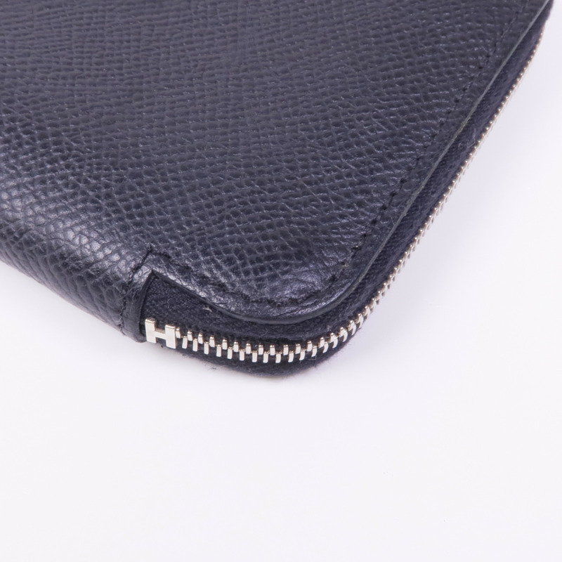 HERMES Epsom皮革Silk'In Compact Wallet銀扣錢包Noir-6
