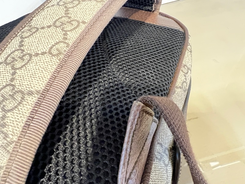 Gucci pvc咖皮邊OphidiaGG霧金釦前口袋後背包-20