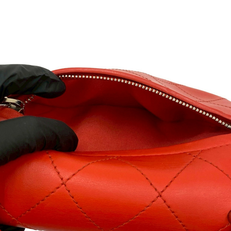 幾乎未使用 CHANEL Matelasse Coco Mark 小牛皮 2 向手提包/單肩包，紅色，31563-9