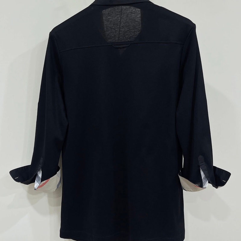 Burberry 倫敦 二穿反褶格紋口袋戰馬上衣近全新 黑-1