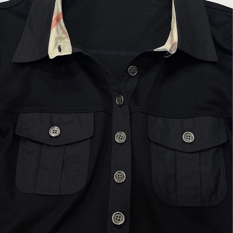 Burberry 倫敦 二穿反褶格紋口袋戰馬上衣近全新 黑-3