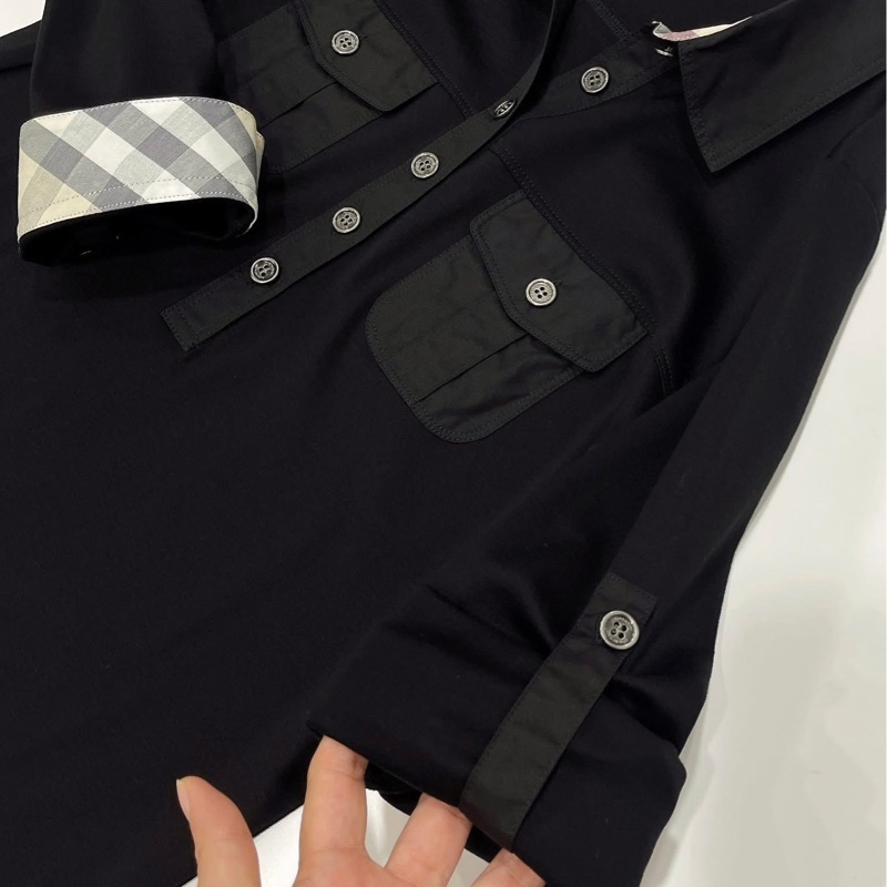 Burberry 倫敦 二穿反褶格紋口袋戰馬上衣近全新 黑-4