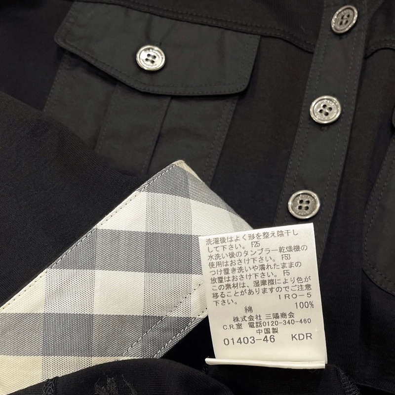 Burberry 倫敦 二穿反褶格紋口袋戰馬上衣近全新 黑-9