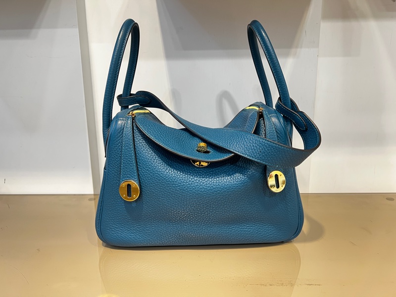Hermes 普魯斯海峽綠 T/C皮 Lindy26金釦手提肩背包-0