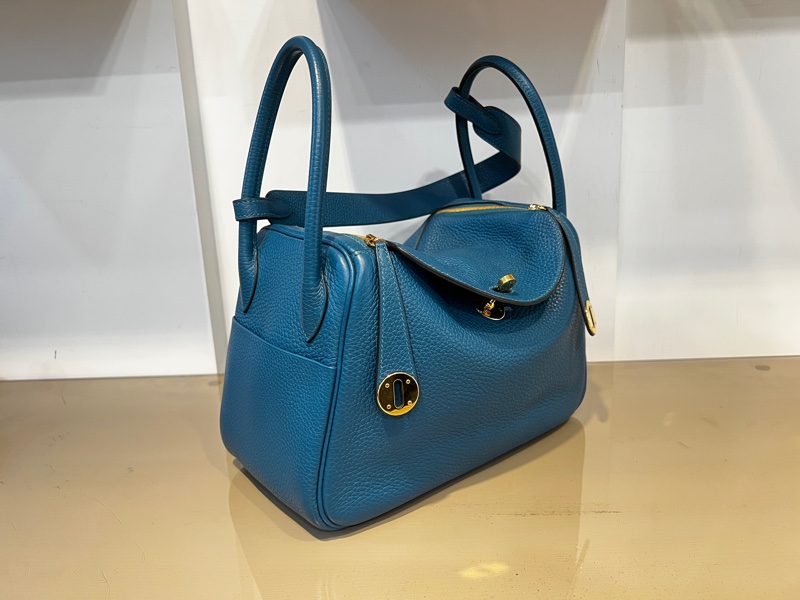 Hermes 普魯斯海峽綠 T/C皮 Lindy26金釦手提肩背包-2