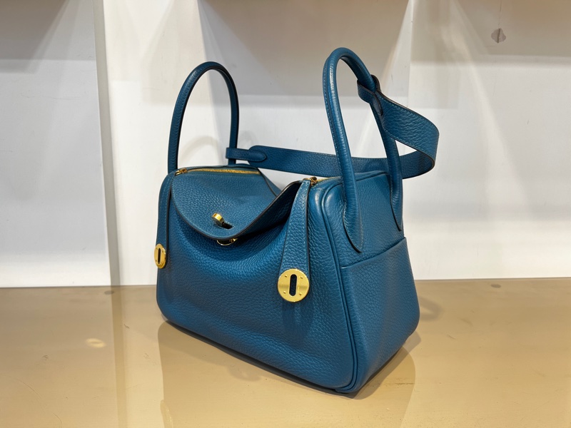 Hermes 普魯斯海峽綠 T/C皮 Lindy26金釦手提肩背包-3