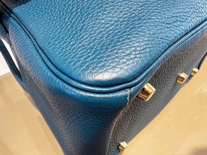 Hermes 普魯斯海峽綠 T/C皮 Lindy26金釦手提肩背包-7