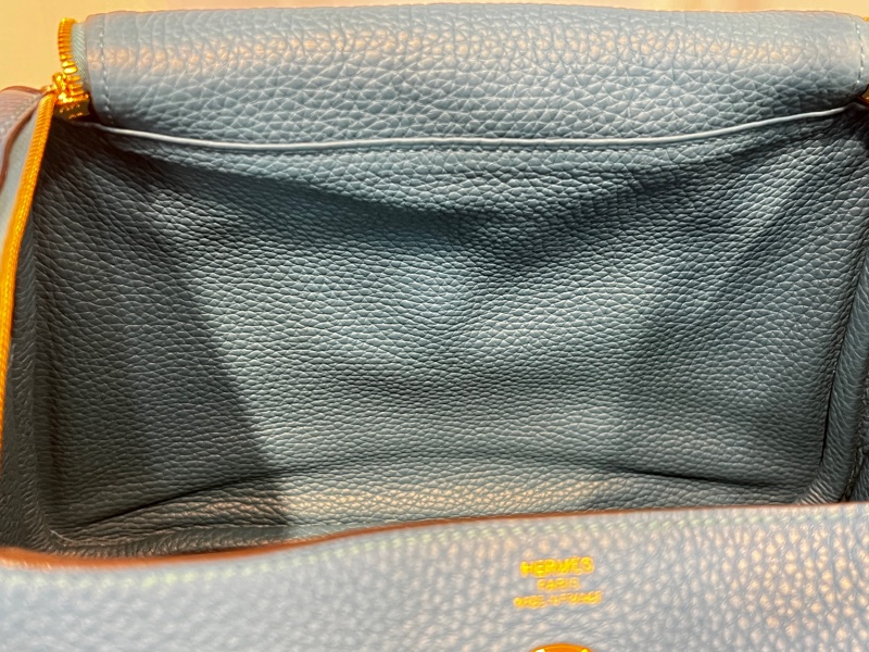 Hermes 普魯斯海峽綠 T/C皮 Lindy26金釦手提肩背包-11