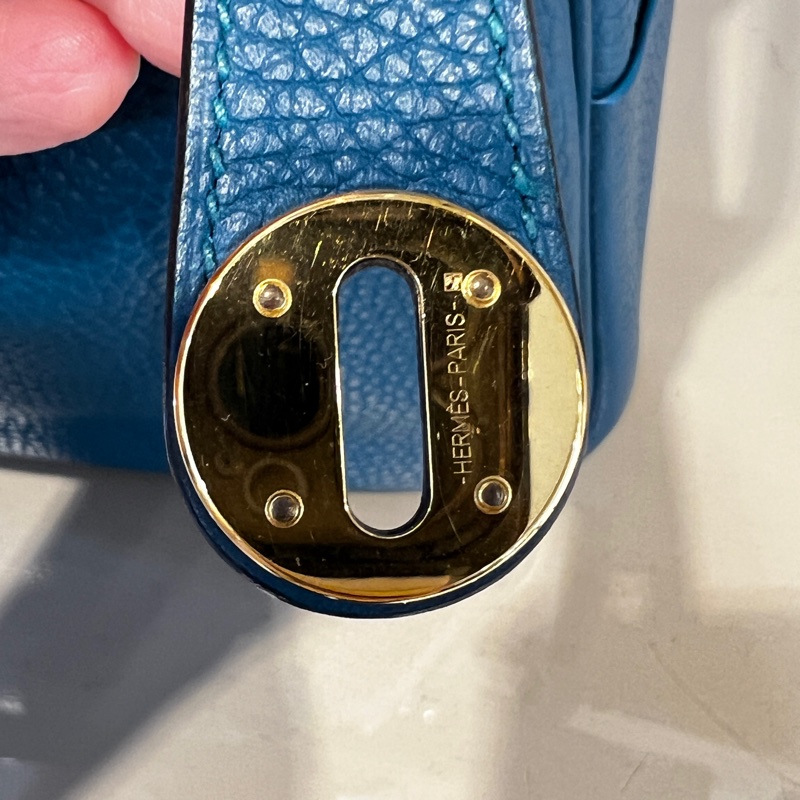 Hermes 普魯斯海峽綠 T/C皮 Lindy26金釦手提肩背包-15