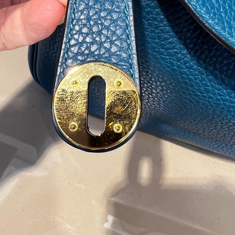 Hermes 普魯斯海峽綠 T/C皮 Lindy26金釦手提肩背包-16