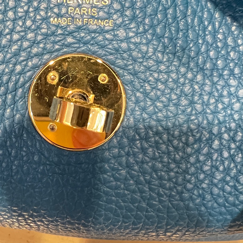 Hermes 普魯斯海峽綠 T/C皮 Lindy26金釦手提肩背包-17