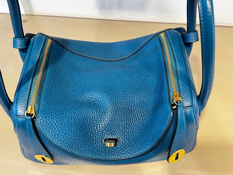 Hermes 普魯斯海峽綠 T/C皮 Lindy26金釦手提肩背包-18