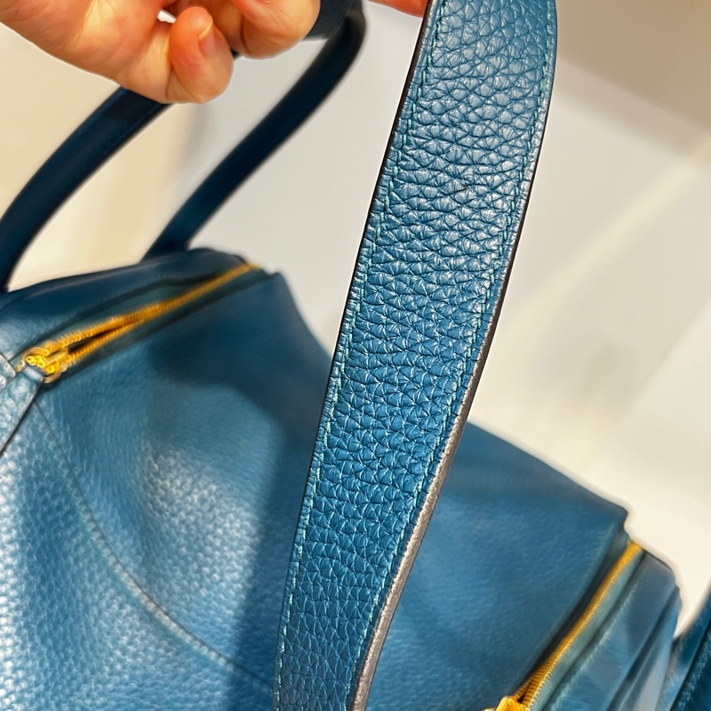 Hermes 普魯斯海峽綠 T/C皮 Lindy26金釦手提肩背包-27