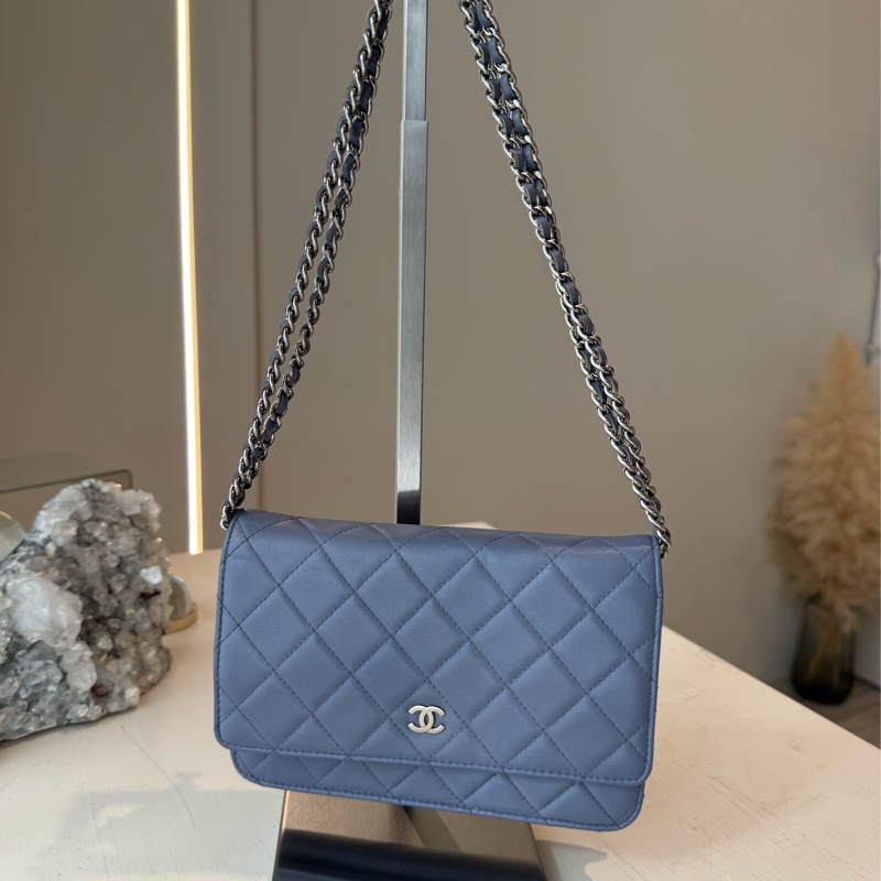 CHANEL 藍灰色菱格紋 WOC 16開-0