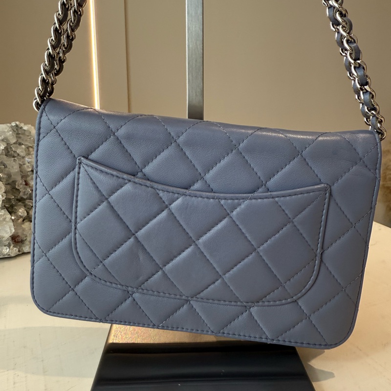 CHANEL 藍灰色菱格紋 WOC 16開-3