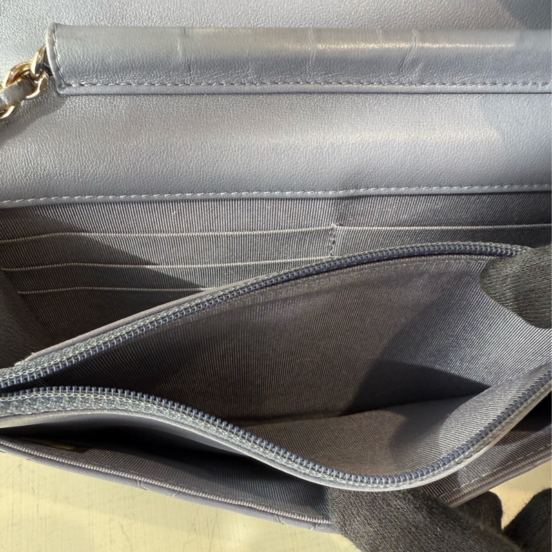 CHANEL 藍灰色菱格紋 WOC 16開-10