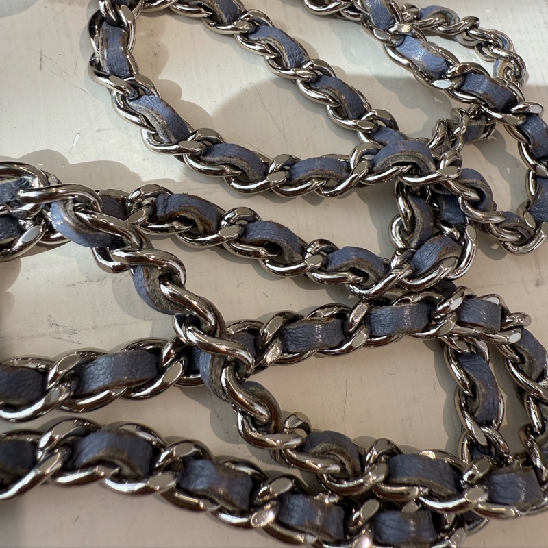 CHANEL 藍灰色菱格紋 WOC 16開-15