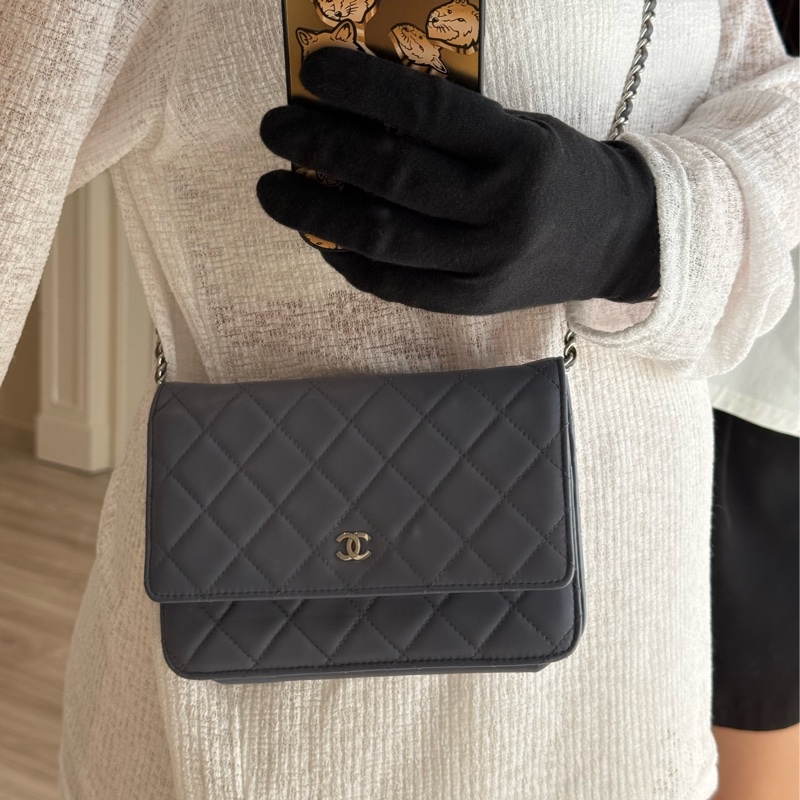 CHANEL 藍灰色菱格紋 WOC 16開-19