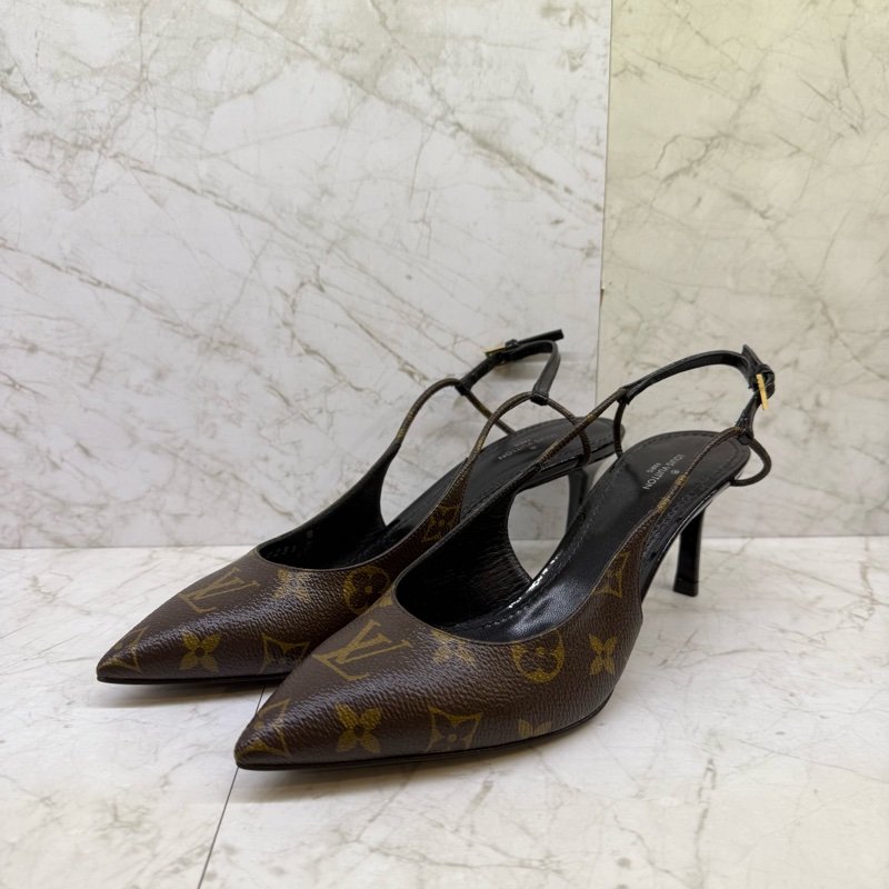 LV 原花紋尖頭高跟鞋-38號-0