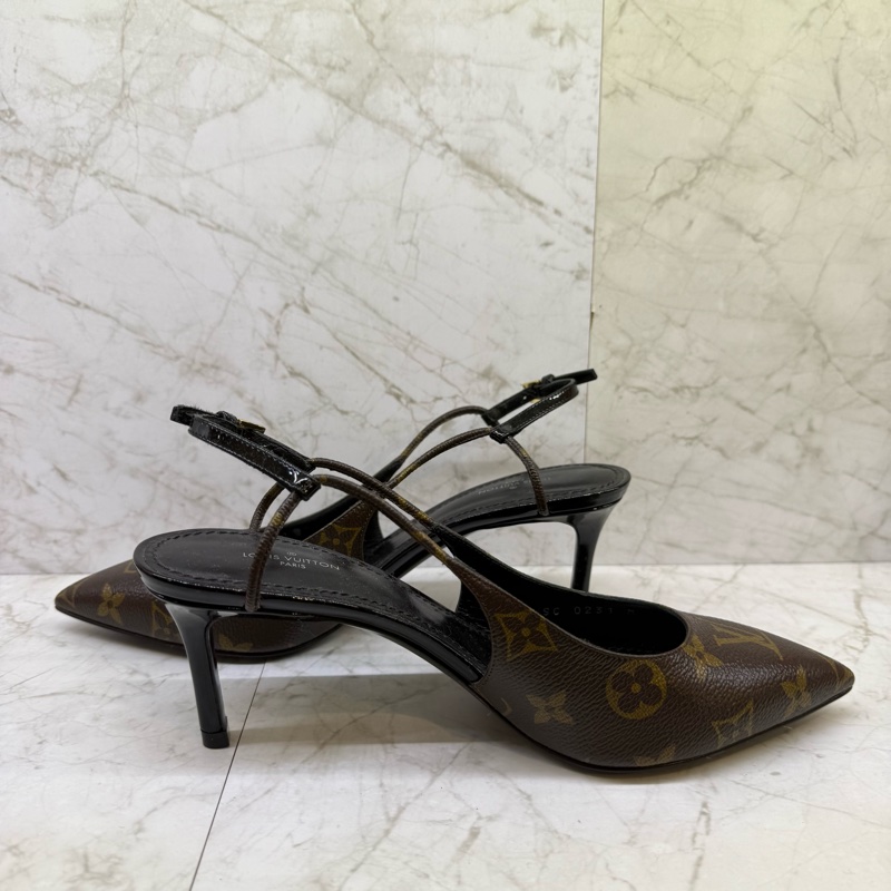 LV 原花紋尖頭高跟鞋-38號-2