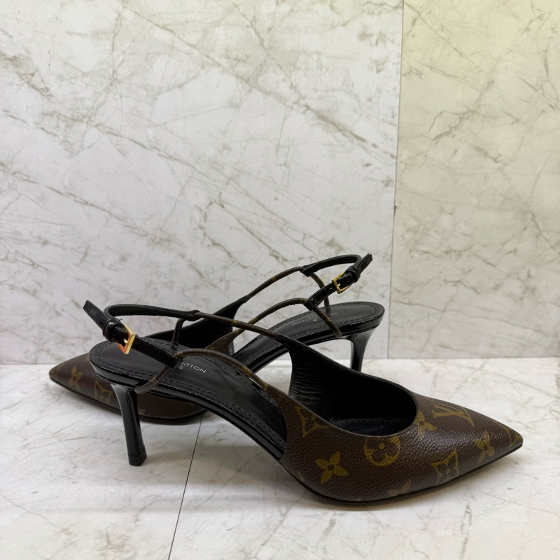 LV 原花紋尖頭高跟鞋-38號-3