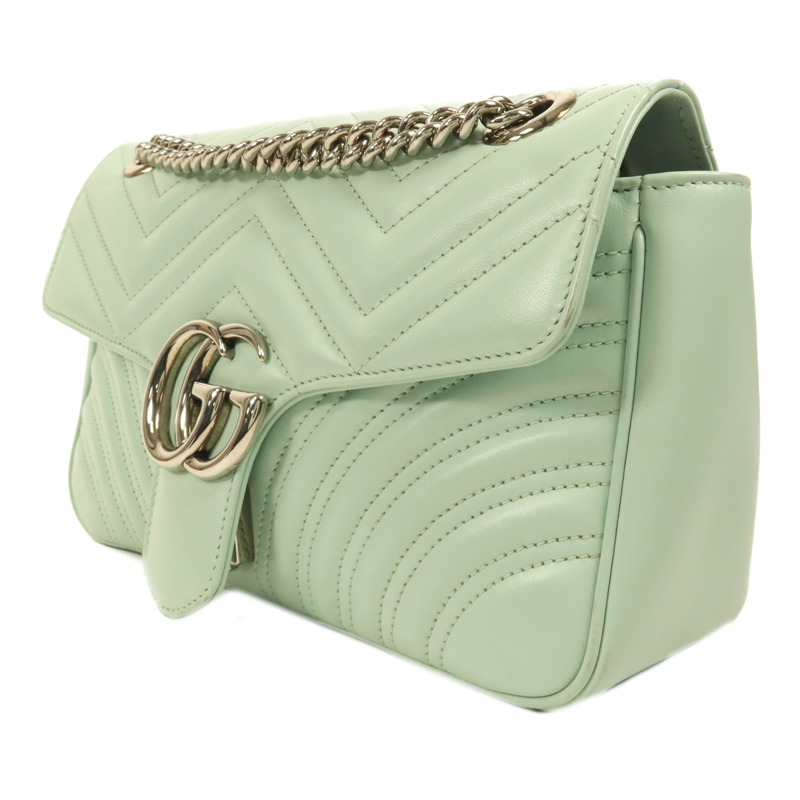 GUCCI 牛皮皮革GG Marmont銀扣肩背袋-2