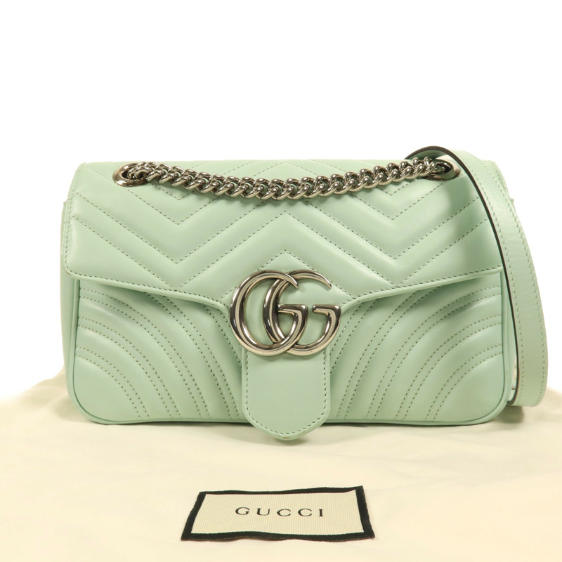 GUCCI 牛皮皮革GG Marmont銀扣肩背袋-8