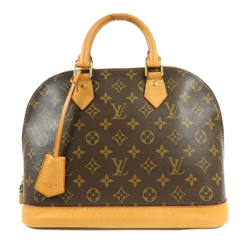 LOUIS VUITTON Monogram Alma金扣手挽袋棕色-0