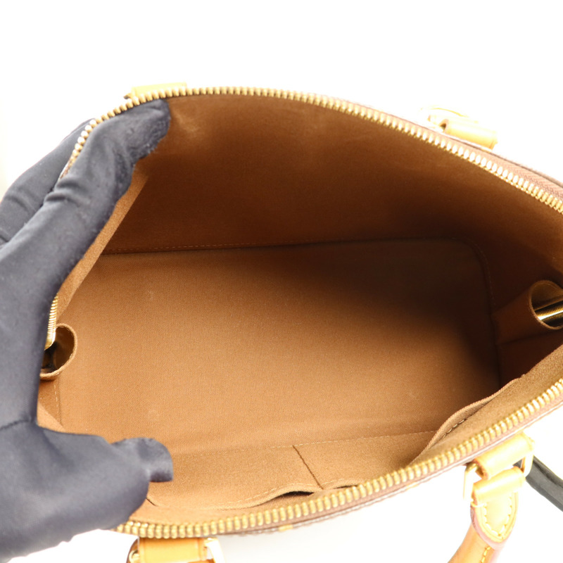 LOUIS VUITTON Monogram Alma金扣手挽袋棕色-5