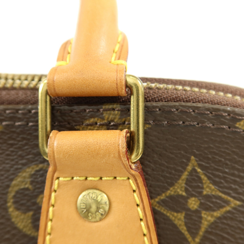 LOUIS VUITTON Monogram Alma金扣手挽袋棕色-10