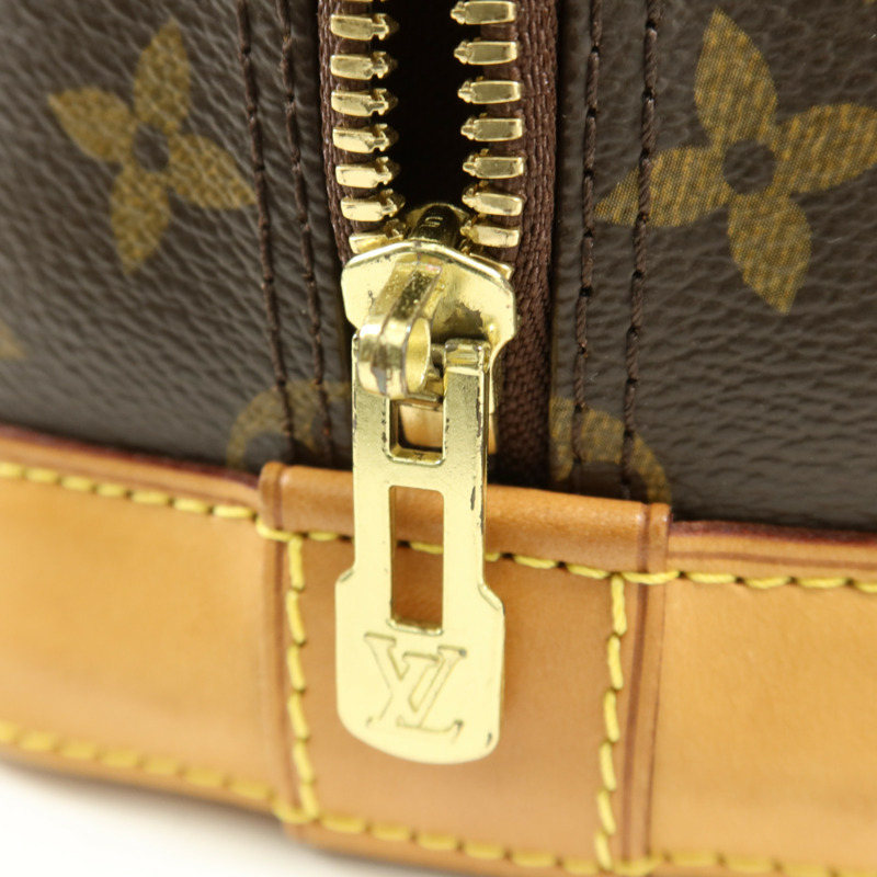 LOUIS VUITTON Monogram Alma金扣手挽袋棕色-11