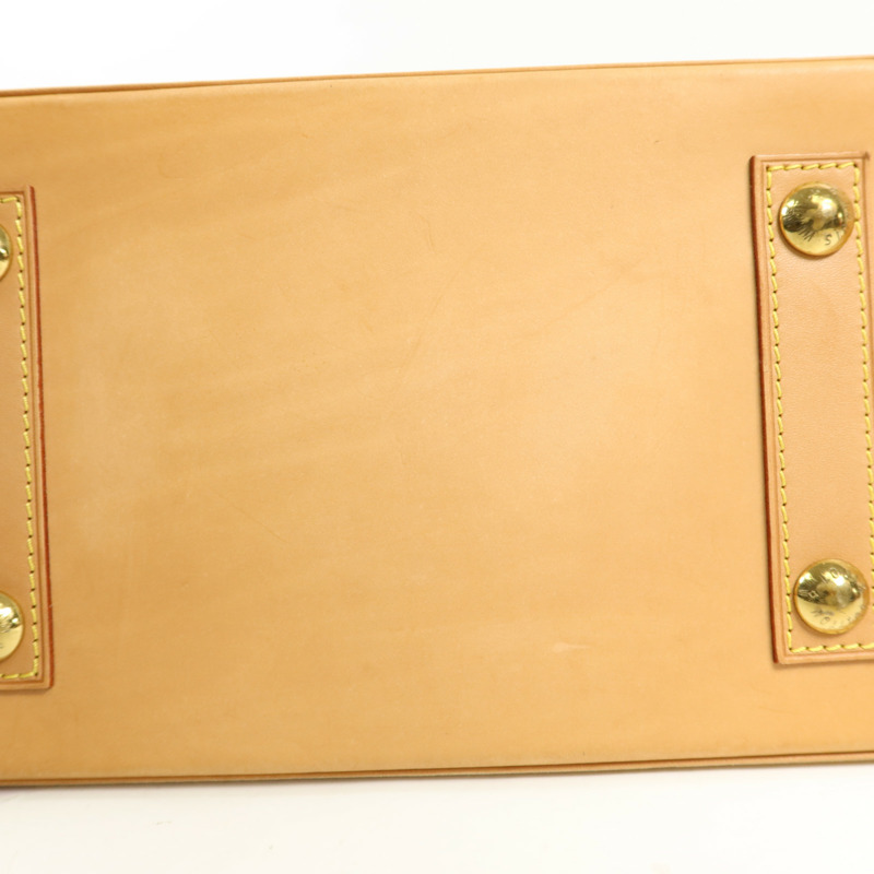 LOUIS VUITTON Monogram Alma金扣手挽袋棕色-16