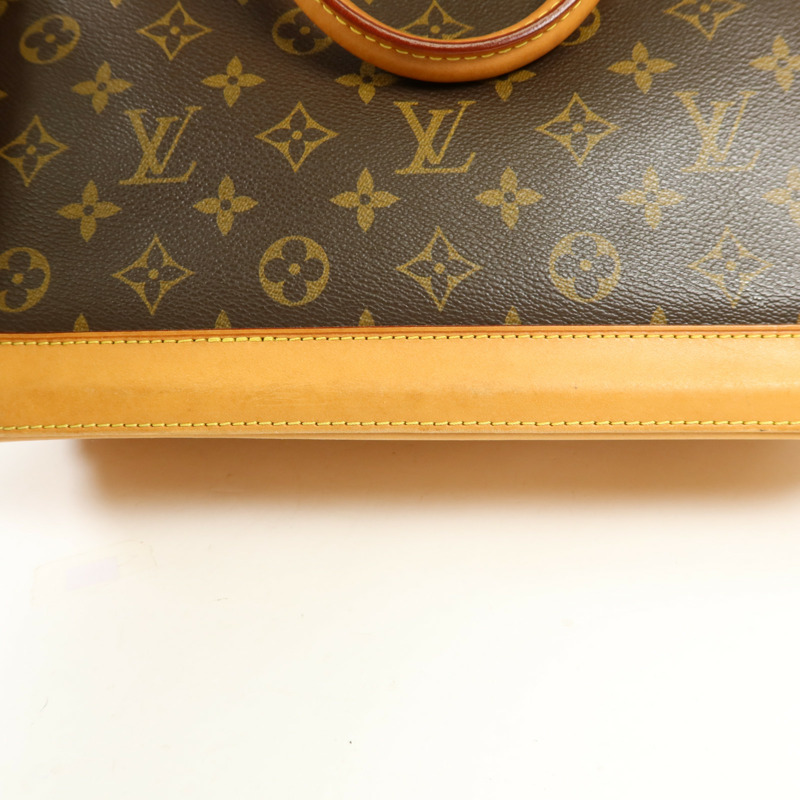 LOUIS VUITTON Monogram Alma金扣手挽袋棕色-17