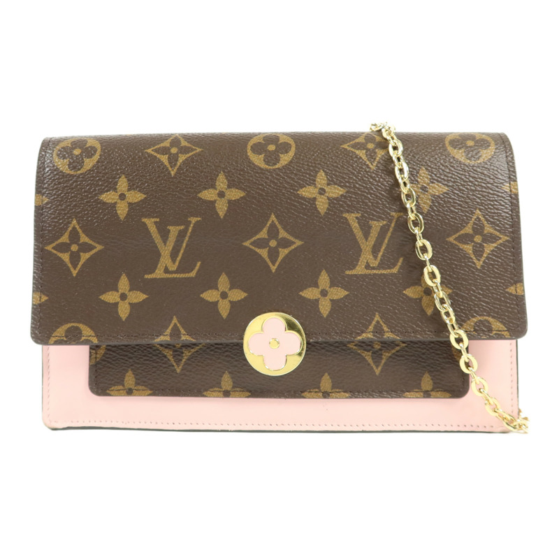 LOUIS VUITTON Monogram Flore Chain Wallet金扣鏈帶肩背袋-0