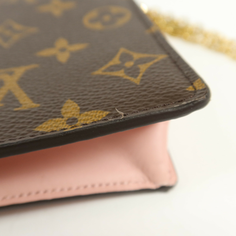 LOUIS VUITTON Monogram Flore Chain Wallet金扣鏈帶肩背袋-15