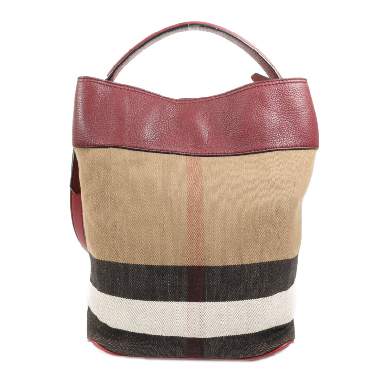 BURBERRY 帆布/牛皮皮革Shoulder Bag金扣手挽肩背兩用袋-1