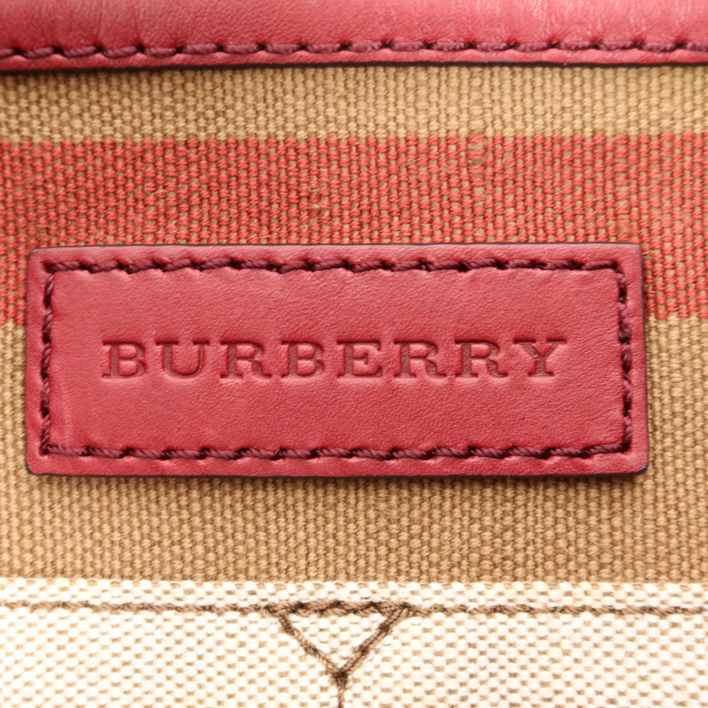 BURBERRY 帆布/牛皮皮革Shoulder Bag金扣手挽肩背兩用袋-5