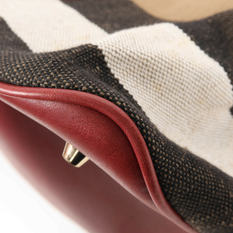 BURBERRY 帆布/牛皮皮革Shoulder Bag金扣手挽肩背兩用袋-8