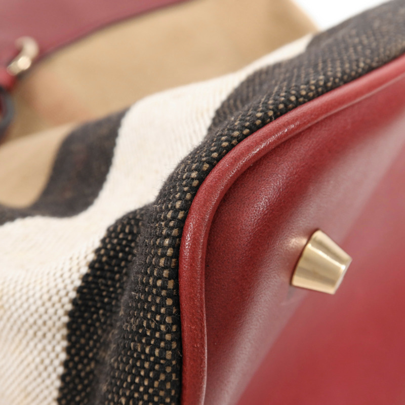 BURBERRY 帆布/牛皮皮革Shoulder Bag金扣手挽肩背兩用袋-9