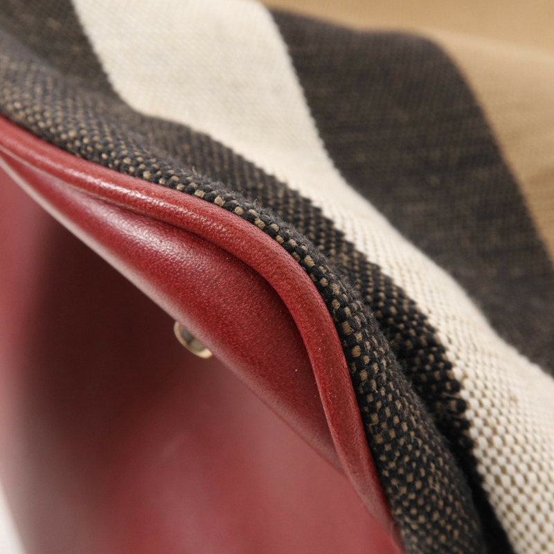 BURBERRY 帆布/牛皮皮革Shoulder Bag金扣手挽肩背兩用袋-10