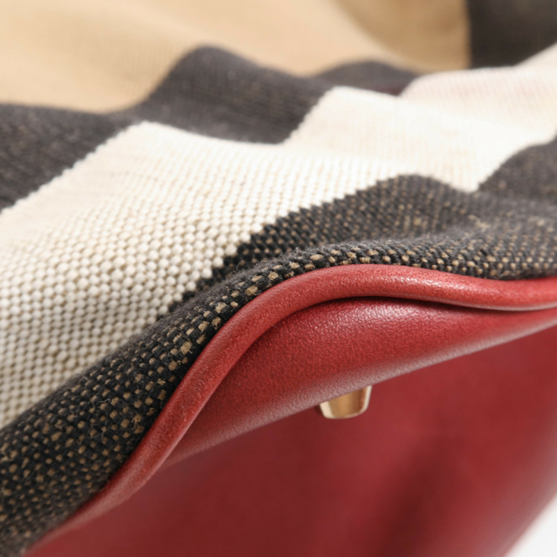 BURBERRY 帆布/牛皮皮革Shoulder Bag金扣手挽肩背兩用袋-11