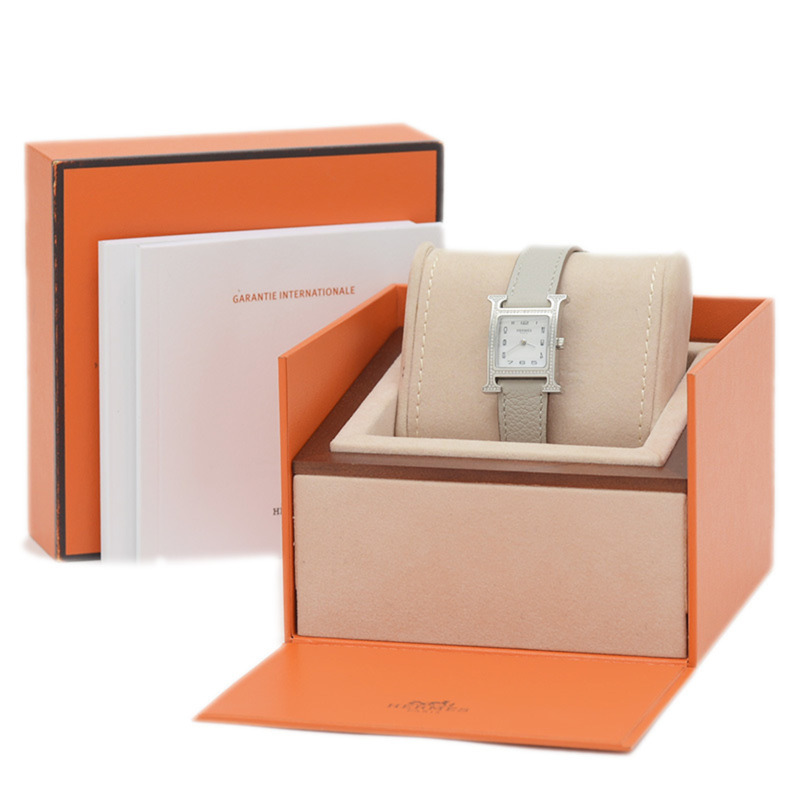 愛馬仕 H 迷你腕錶 女款 貝殼錶盤 不鏽鋼 鑽石 石英機芯 HH1.235-5