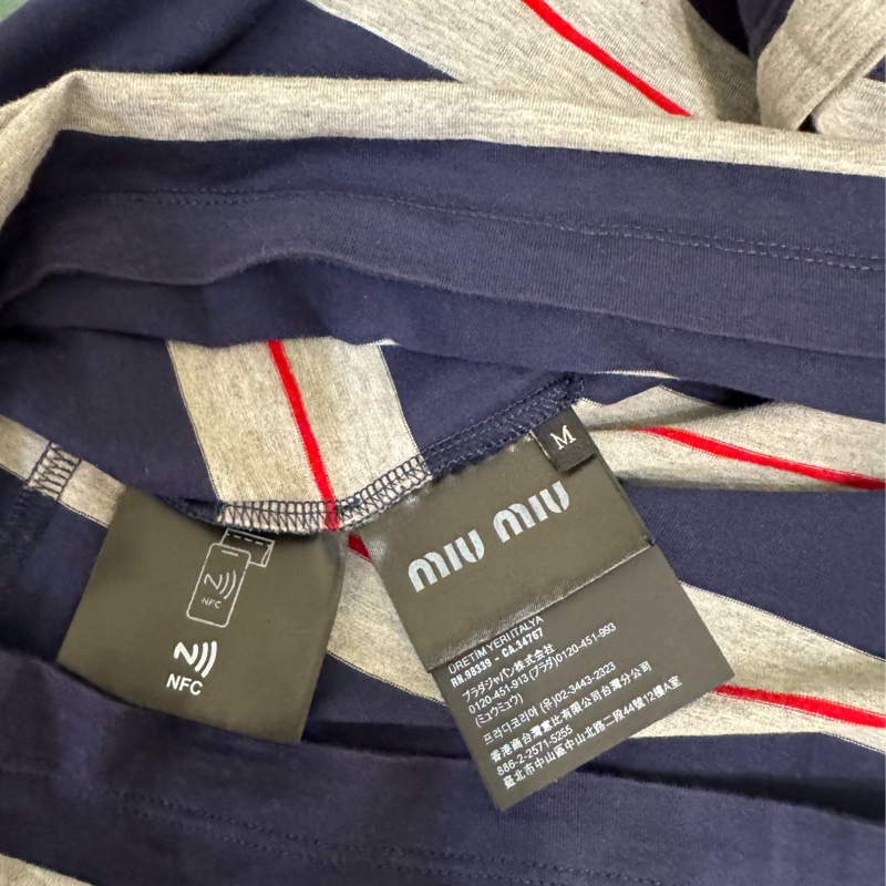 全新miu miu紅藍條紋oversize大T恤衛衣-2