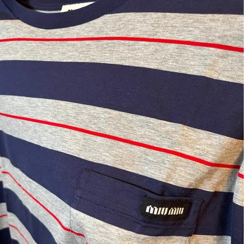 全新miu miu紅藍條紋oversize大T恤衛衣-4