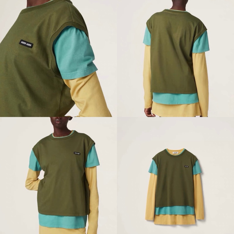 miumiu 24SS三件套黃色長袖T恤 S-0