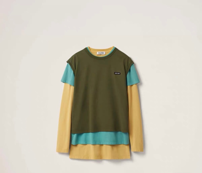 miumiu 24SS三件套黃色長袖T恤 S-1