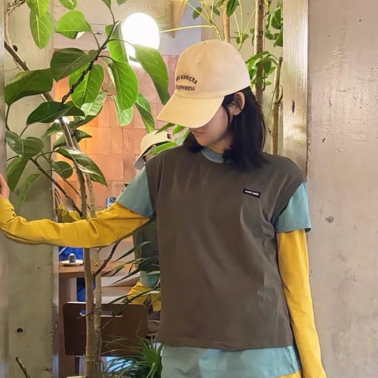 miumiu 24SS三件套黃色長袖T恤 S-7