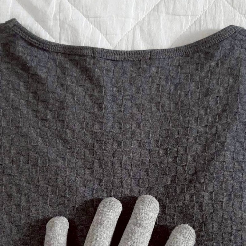 絕版BURBERRY 博柏利 BLACK LABEL 黑標 戰馬 男木炭灰華夫格長袖上衣2號-3